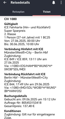 Bahnfahrkarte - , db