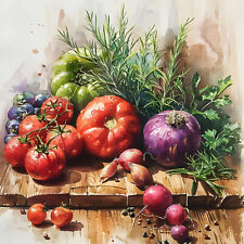 Dekobild Kräuter Gemüse Mediterran Wandbild Küche Dekofliese Wandfliese Wanddeko