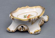 Meissen Porzellan Saliere Schale antik Knaufzeit, Blumen Dekor goldverziert, rar