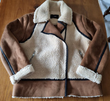 Bik Bok Damen Vegan Lammfelljacke Shearling Jacke Gr.M/L Braun /Natur