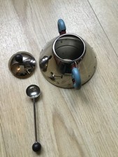 Alessi Zuckerdose mit Deckel u. Löffel 9097, Edelstahl, gepflegter Zustand