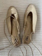 Zara Pantoletten Ballerinas Gold Bänder Designer Blogger Gr 40 Neu