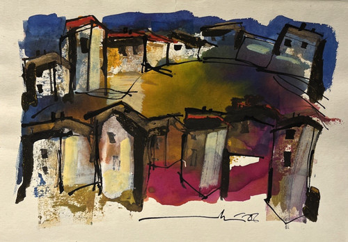Landschaft zeichnung gouache - zeichnung,