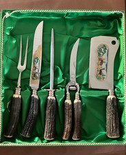 Altes Set Jagd Besteck Beil Messer Wetzstahl Hirschhorn Nussknacker Sammlerstück