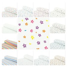 Baumwoll - Musselin Stoff Blumen Punkte Regenbogen blau bunt - ab 25 x 138 cm