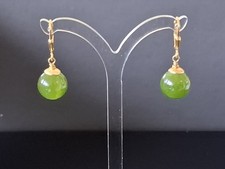 SILBER 925 Echte Jade Ohrringe Gold/vergoldet, grün