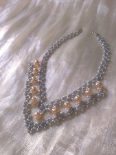 Handgefertigte Halskette Perlen Perlen Vintage viktorianischer Stil Hochzeit Party Statement