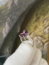 925 Sterling Silber Damen Ring - Lila Stein - Größe 58 Bandring Echtsilber