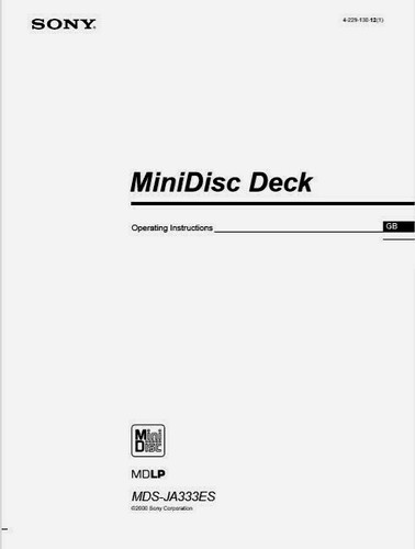 Sony mds ja333es - mds-ja333es, minidisc