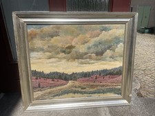 Schönes altes Bild Gemälde Öl auf Leinwand Heidelandschaft signiert Kellermann