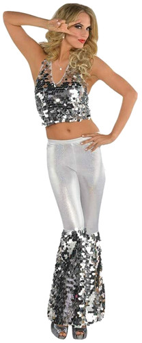 Damen frauen 70er - disco, silber