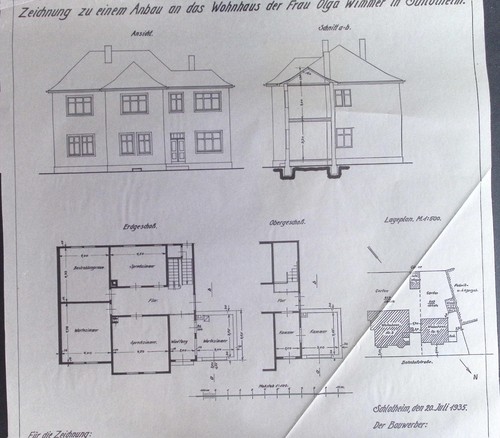 Alte bauzeichnung wohnhaus - bauzeichnung,