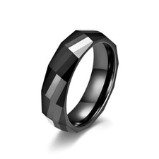 Keramik Ring Schräg Rechteck Facettiert Schlicht Modern Damen Herren Partnerring