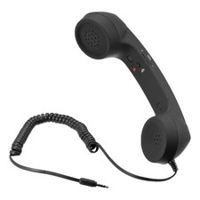 3.5mm Retro Telefon Handgerät Telefonhörer für Mikrofon Lautsprecher Schwarz