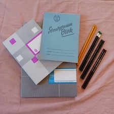 Schreibbuch A4 Notizbuch kariert A5 Stenoblock liniert DDR 8x Kopierstifte DDR
