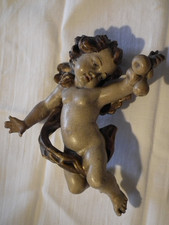 BAROCKENGEL / PUTTE / PUTTO GESCHNITZT, MIT ÄPFELN CA. 22 CM