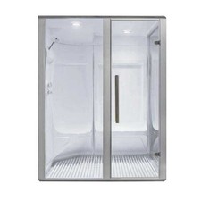 AWT Dampfsauna Dampfbad Dampfdusche, alu, 161x131, links