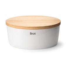 CONTINENTA Brottopf oval mit Holzdeckel hoch 36 x 23 x 15,5 cm weiß
