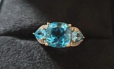 Itinga Topas Swissblue Ring Gr. 17 375er Gold 4 Diamanten Echt Schmuck von QVC