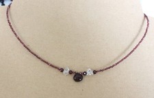 2 mm Facettiert  Granat  Edelstein  kette,,42  cm + Herkimer Diamant (  M - 3 *)