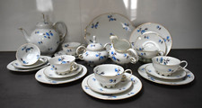 RAR Kaffeeservice komplett mit Kuchenplatte, blaue Blumen und Goldrand Vintage
