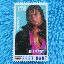 BRET HITMAN HART  Briefmarke Stamp  BRAVO WWF WRESTLING