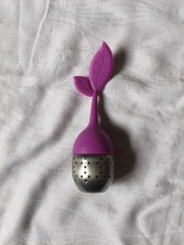 Agathas Bester Teesieb Pflanze Edelstahlfilter Silikon-Blatt 15 x 4cm Violett 