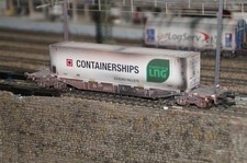 Märklin H0 Tragwagen mit 45'' Container - Containerships patiniert, gealtert