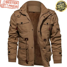 Herren Winterjacke wasserdicht winddicht Teddyfutter Militärstil Motorradjacke