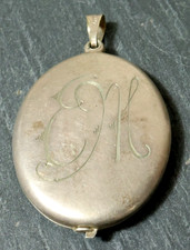 Altes silbernes Alpacca Silber Medaillon Halsketten Anhänger Amulett Schmuck 5cm