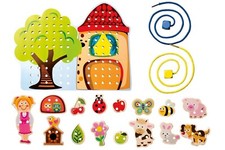 Playtive® Junior Fädel-Spiel Echtholz, Lernspiele Holz-Spielzeug, Neu +Geschenke