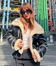 Damen Pilotenjacke, Fliegerjacke, Kunstlederjacke, gefüttert 8584