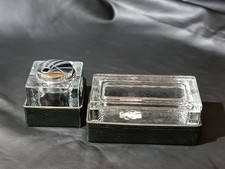 Raucherset Glas Leder 60er Jahre Rowenta schwere Ausführung TOP Zustand