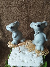 Maus Figur Garten Blumenstecker Blumentopf Bast