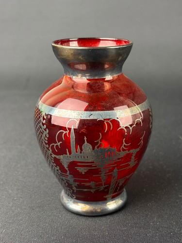 Rote vintage glasvase - vintage, /