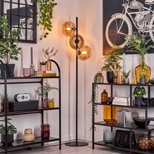 Schicke Retro Vintage Stehleuchte & Stehlampe Metall & Glas, Schwarz Wohnzimmer