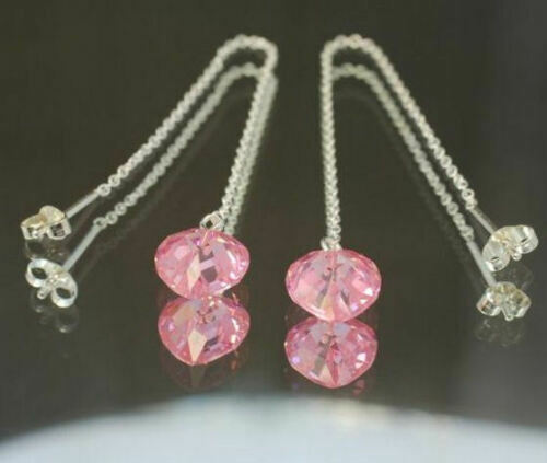 Herz ohrhänger pink zirkonia - pink,