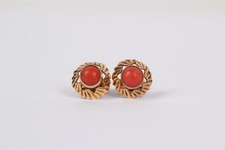 14K Gold Vintage Coral Stud Earrings 9.84mm 1.74g Elegant Jewelry