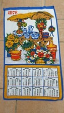 altes Küchentuch Geschirrtuch 1978 mit Kalender, Bw. + Viskose, farbig
