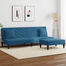 Sofa Schlafsofa Klappsofa Sofabett Couch mit Kissen Hocker 2-tlg. Samt vidaXL