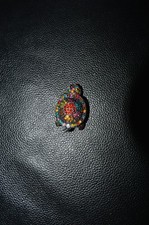 Stretchring mit Schildkröte, beweglich, Silber und bunter Strass