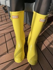 Hunter Gummistiefel Glossy Gelb Gr. 37 Boots - Guter Zustand Wenig Getragen