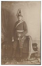 XX1849/ Soldat mit Pickelhaube, Paradebusch  Foto AK 1. Weltkrieg
