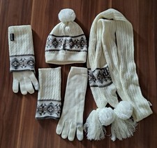 MUK LUKS Strickset, 3 tlg. Mütze, Schal, Handschuhe m. abn. Stulpen, gemustert 