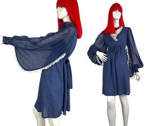 70er Jahre Vintage Micro Dot Prairie Maxikleid / Gunne Sax / Cottage Core / Country