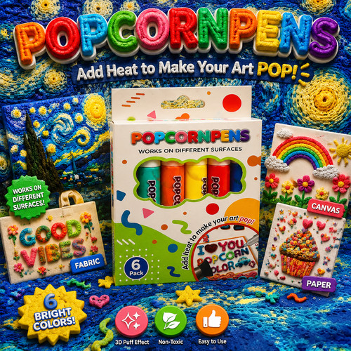 6er set popcorn stifte - set, 3d