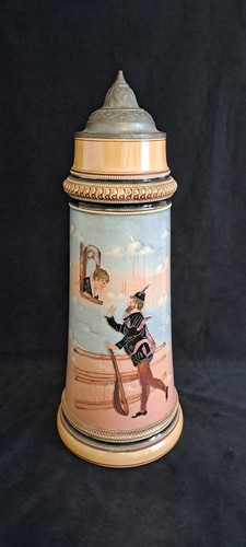 Alter bierkrug mit zinndeckel - bierkrug,