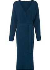 Neu Modernes Strickkleid mit Bindegürtel Gr. 36/38 Blaupetrol Damen Midi-Kleid