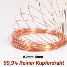 99,9% Kupferdraht Blank, Rund, Massiv, Unbeschichtet, 0,2mm bis 5mm Durchmesser