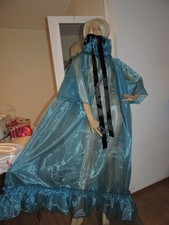 Steif Glasorganza Sissy verhüllt Kleid Nylon Negligee meergrün XXXL transparent